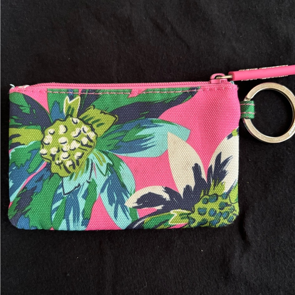 Vera Bradley Pink and Green Key & Card Holder - Picture 2 of 7